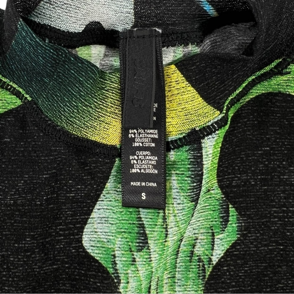 SKIMS Summer Mesh Collection Black Printed Bodycon Short Sleeve Bodysuit sz S - Picture 6 of 9